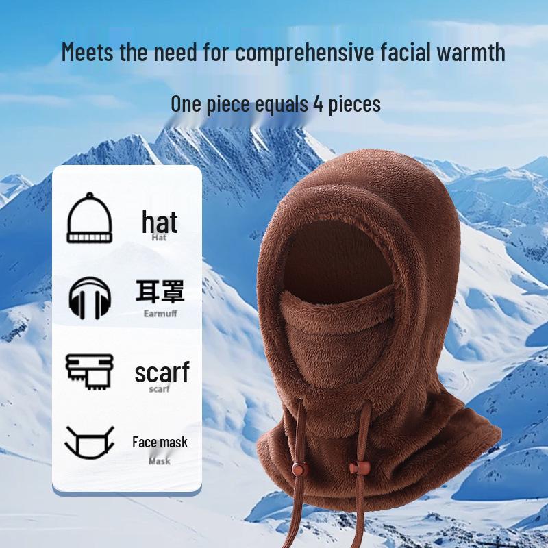 Höst & Vinter Plysch Pullover Öronskyddsmössa med Vindtät Halsduk Mask