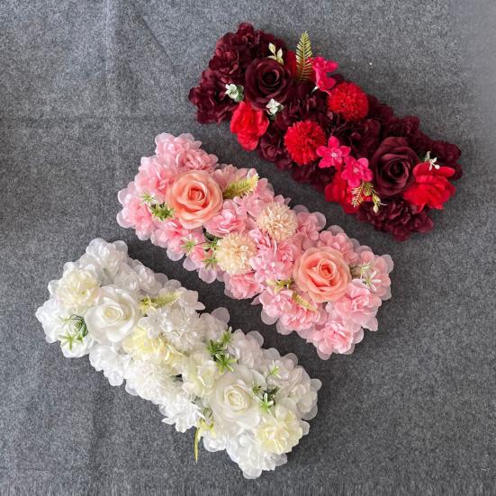 Artificial Rose Flower Row Faux Silk Rose Panel Backdrop DIY Floral Wall Decor for Wedding Arch Reception Ceremony Centerpiece Birthday Party Decor