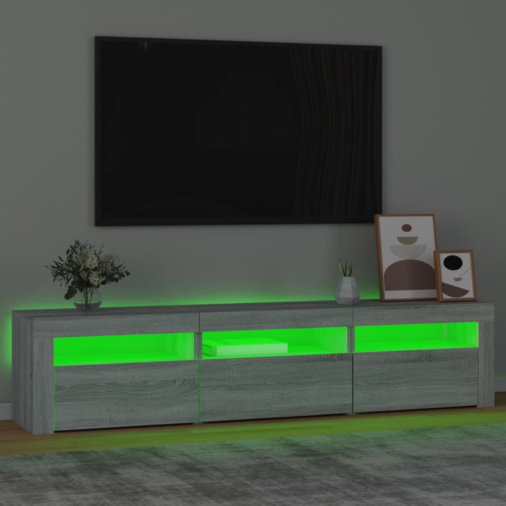 Vidaxl TV Cabinet with LED Lighting, Sonoma Grey, 180X35X40 Cm