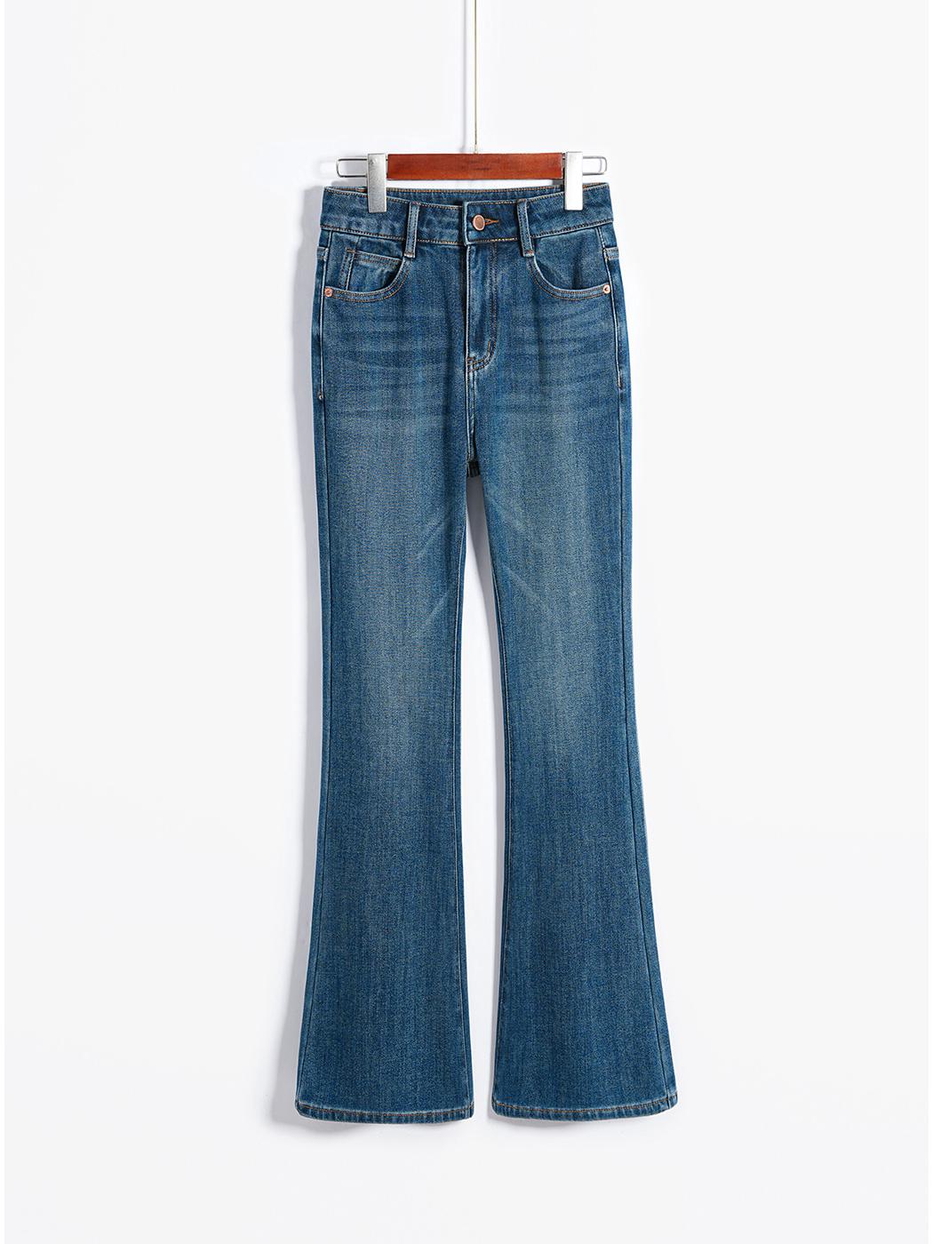 

Women s High-Waisted Micro-Flare Jeans with Fleece Lining – Slimming, Trendy, Four-Way Stretch, Perfect for Autumn and Winter. Medium
