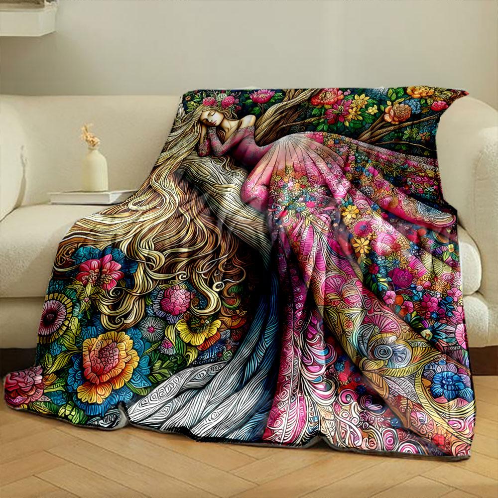 Bohemian Floral Fairy Art Blanket bedroom Blanket for Livingroom Couch lunch break Soft throw for Friend's festival Gift