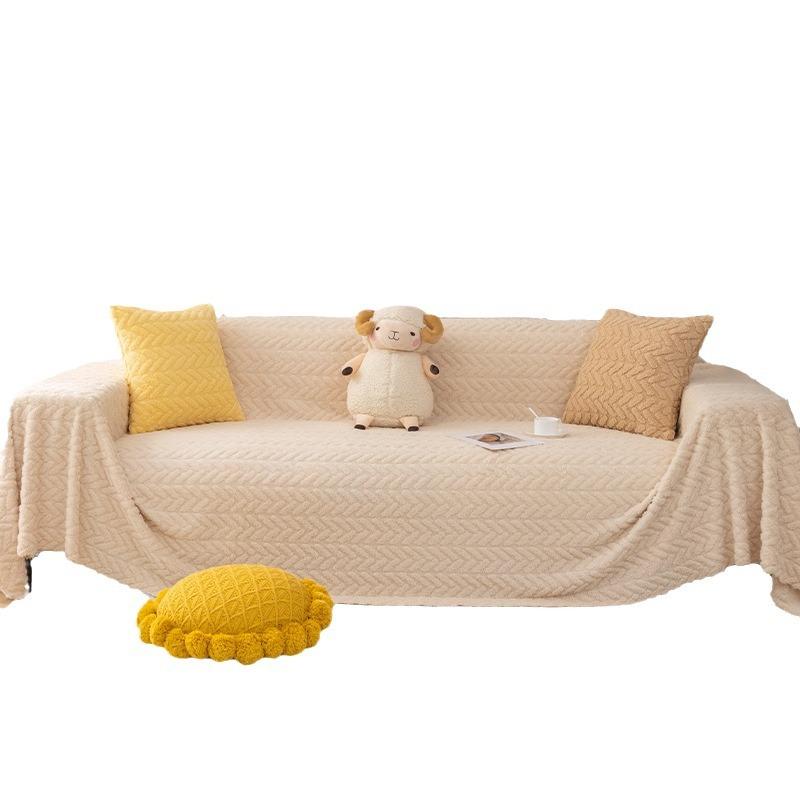Sofa Towel Ins Style Sofa Cushion Four Seasons Universal Protective Cover Full Cover Towel Modern Simple Herringbone Pattern Sofa Blanket