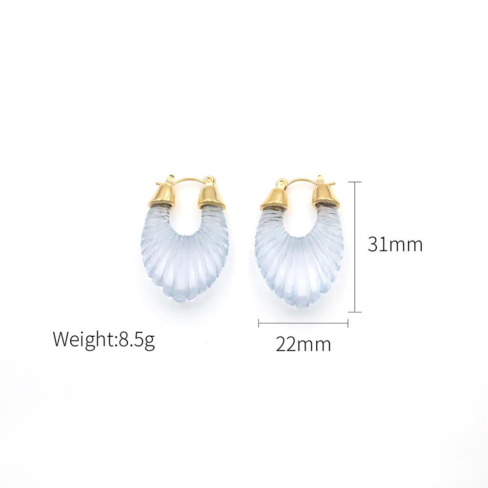 Special For Niche Retro Transparent Resin Earrings, High-End Fashion Transparent Color V-Shaped Ear Buckles