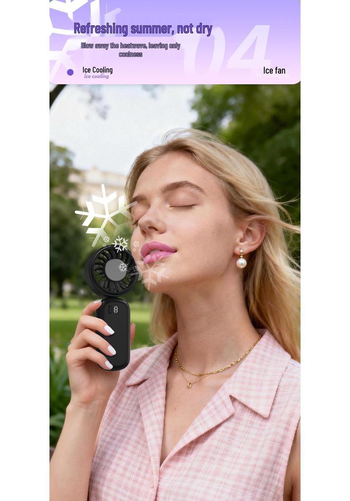 26-Year Handheld Portable Fan: Clip-On, Folding, Digital Display, Outdoor Cooling