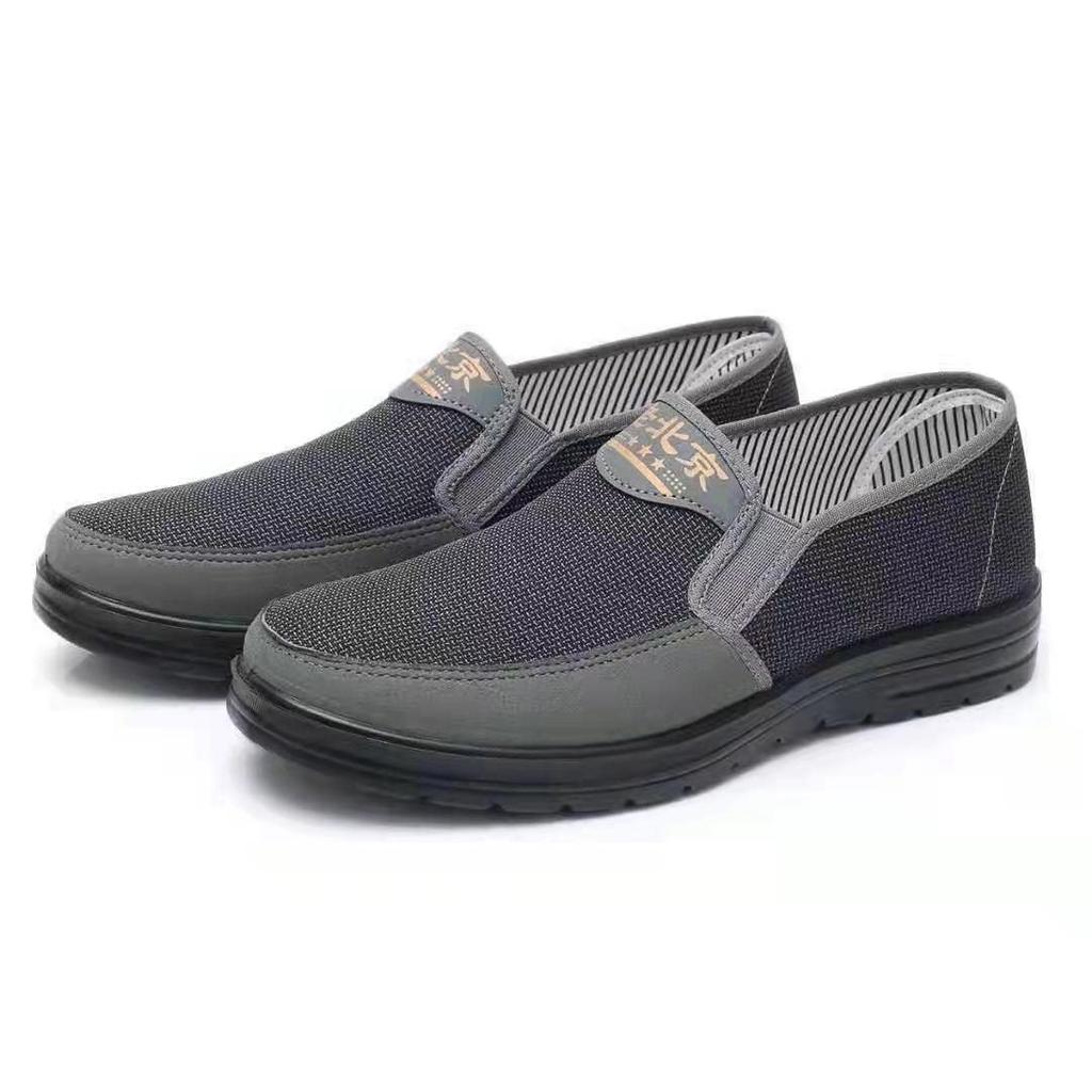 Alte Pekinger Stoffschuhe Herren Einzelschuhe mit flacher Sohle für Mittelalte und Ältere weichsohlige Vaterschuhe atmungsaktive Vaterschuhe Fahrschuhe