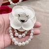 Fashion Women  Men Elegant Korean Style Camellia Pearl Brooches Pins Fashion Cloth Flower Wedding Party Exquisite Brooch Pin