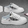Scarpe da tavola estive 2025 senza schiena Mules piatte Scarpe da mezza stagione da uomo Per uomo Mocassini in pelle Uomo Semi-Drag Scarpe casual Ciabatte da uomo Piatti