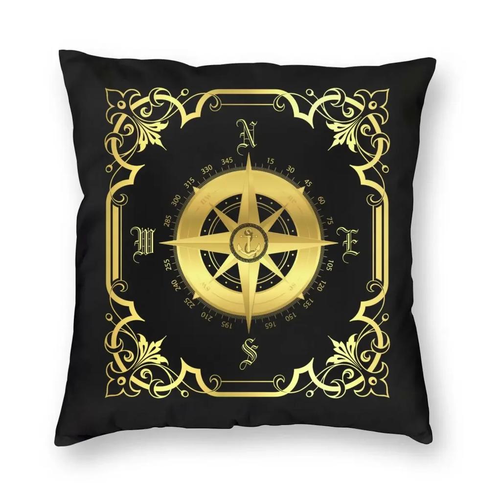 Nautical Ship Anchor Compass Navy Pillowcase Soft Polyester Cushion Cover Gift Pillow Case Cover Home Zippered X