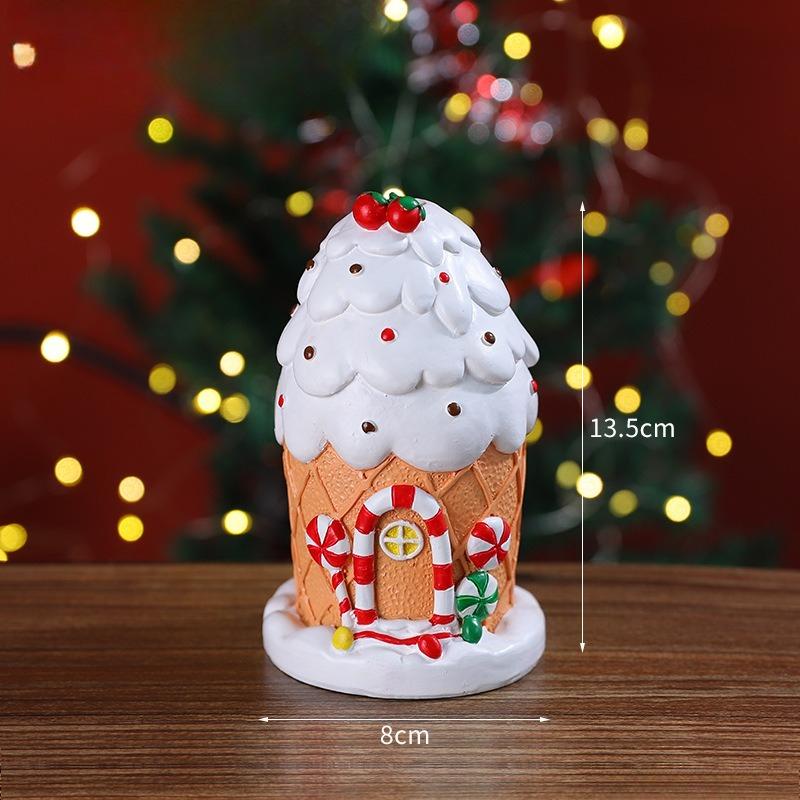 Christmas Snow House Display Store Dessert Table Window Miniature Landscape Decoration Prop Gingerbread House Christmas Gift