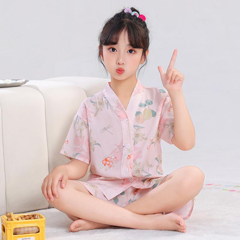 Kids' Thin Cotton Silk Summer Pajamas Set for Boys & Girls - Home Wear for Middle & Older Children