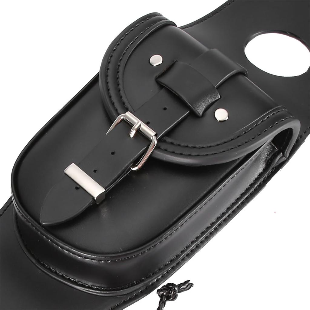 Universal Motorcycle Black PU Leather Fuel Tank Chap Cover Panel with Pouch Bag