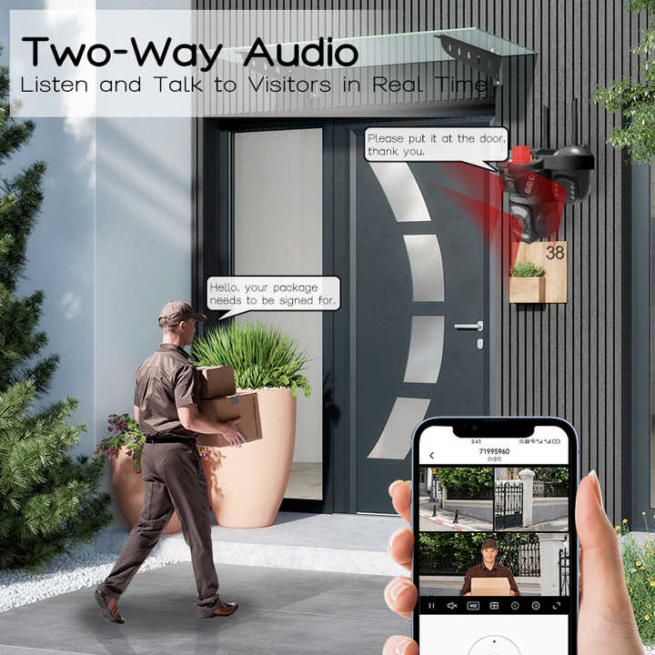 AIOOK V380 Camera WIFI Triple Lens HD 15MP Light Alarm IP CCTV Colour Night Vision Waterproof Outdoor Camera Two Way Intercom