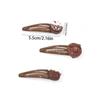 5.5cm/2.17in 3Pcs Coffee Hair Clips For Women Cute Cookie Cake Bangs Side Clip Simulated Food Girls Accessories