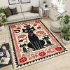 Large Black Cat Pattern Area Rug – Non-Slip, Washable Polyester Carpet with Vibrant Red & White Accents for Bedroom, Study, Dini