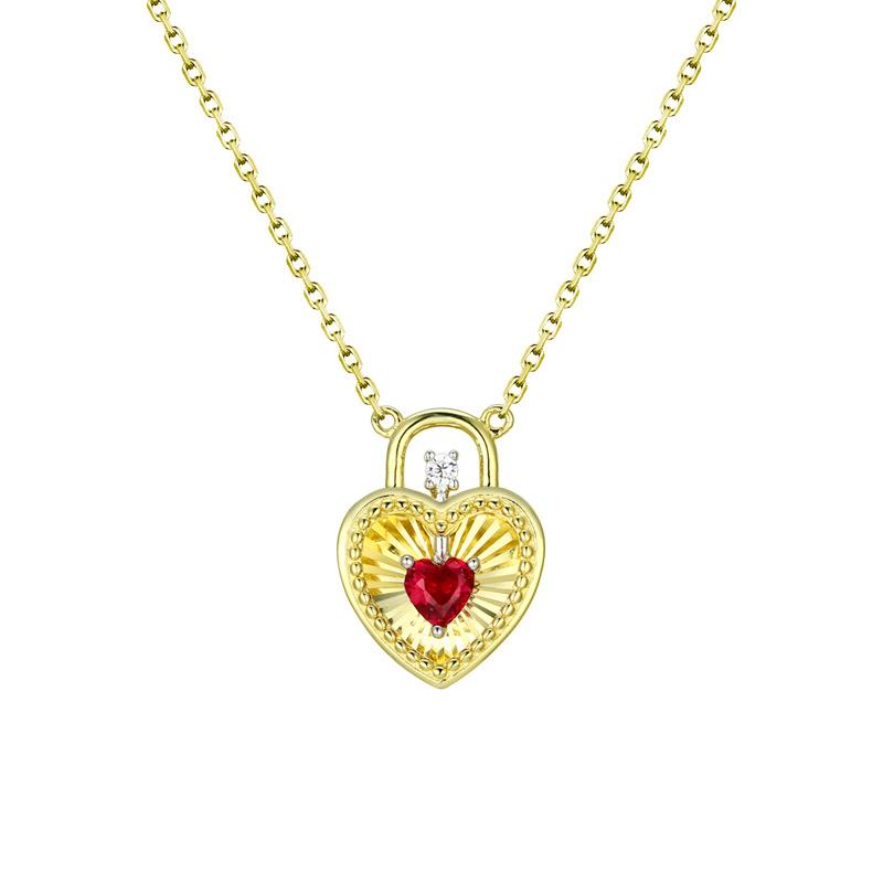 S925 sterling silver shaking red corundum small red heart necklace women s high-end birthday gift 925 silver золотой