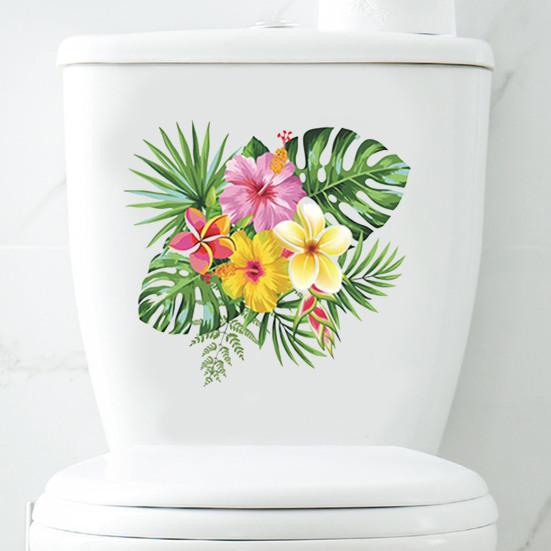Aufkleber Abnehmbar Selbstklebend Wasserdicht PVC Wohnzimmer Badezimmer Wandkunst Floral Toilette