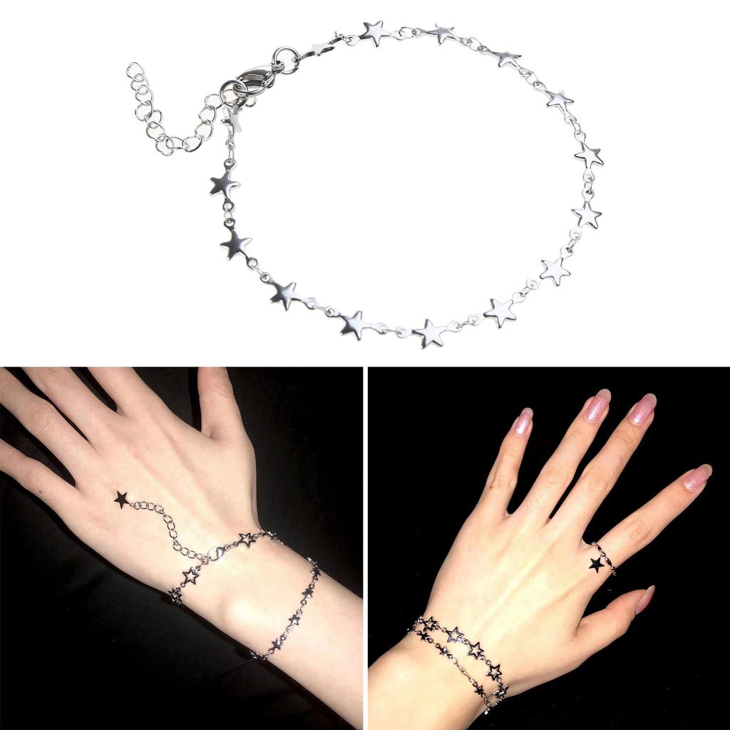 Fashion Five-Pointed Star Bracelet Simple Bangle Adjustable Link Chain Bracelet Jewelry Gift for Birthday Christmas