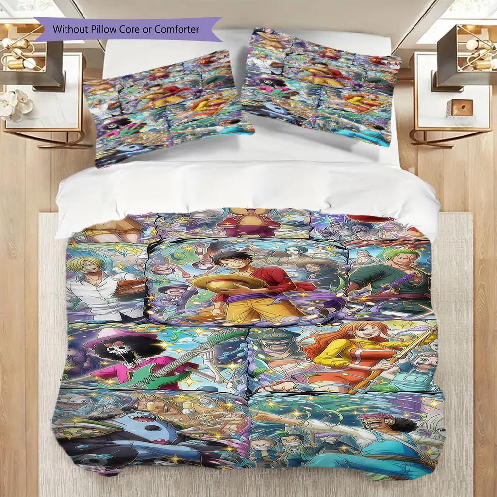Adventure Awaits Explore World Anime Characters Threepiece Set 1 Duvet Cover 2 Pillowcase Without Core Bedding Set