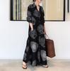Lighting Machine Print Long,sleeved Loose Casual Long Shirt Dress