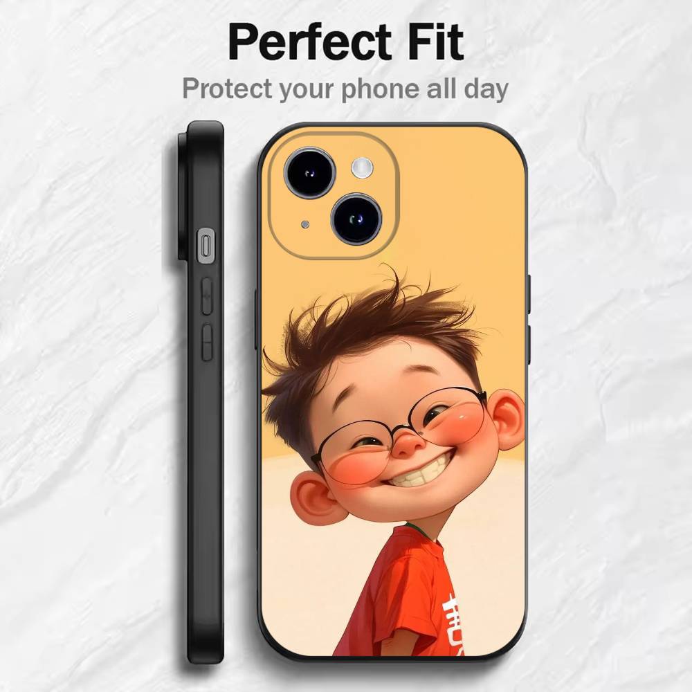 Cute Angry Little Girl Phone Case For 17 16 15 14 13 12 11 Mini XS XR X 6S 6 Pro Max Plus Black Soft Cover