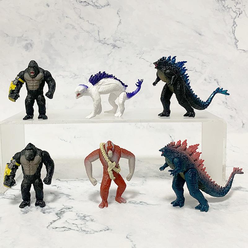 New Anime 6 Pcs/Set Godzilla VS King Kong 2 New Empire Monsters Movable Joints Action Figure PVC Model Doll Kids Birthday Toys