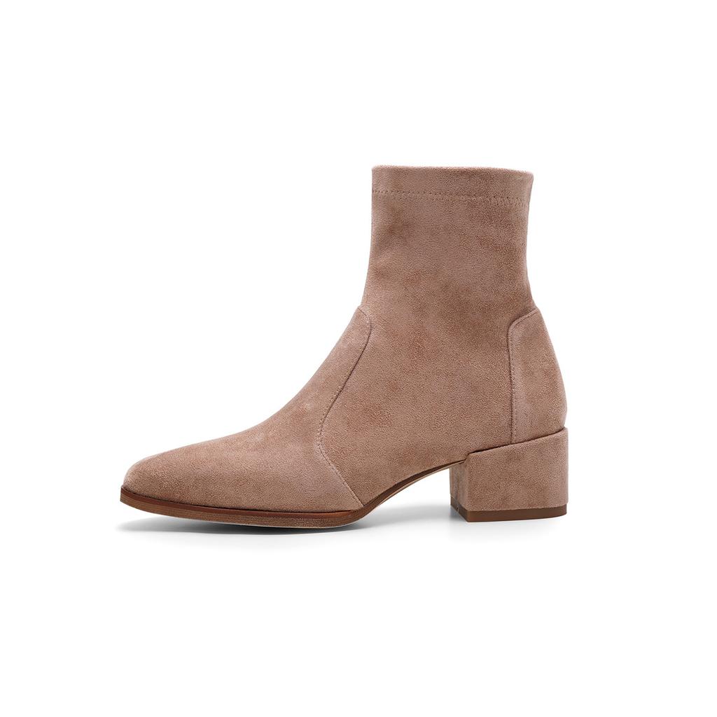 ~ Internet celebrity fashion British short boots four seasons thick super high heel women elastic thin confidential hair