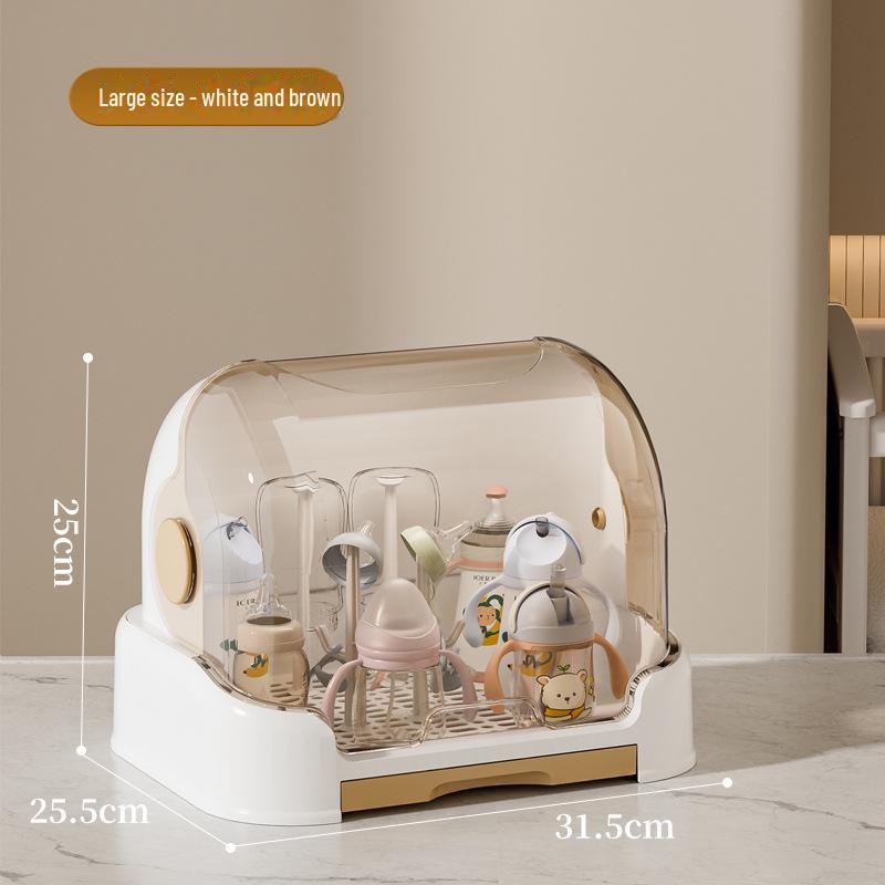 Baby Bottle Storage Box & Tableware Set: Bowls, Chopsticks, Food Supplement Toolbox, Dustproof Drain Storage Cabinet
