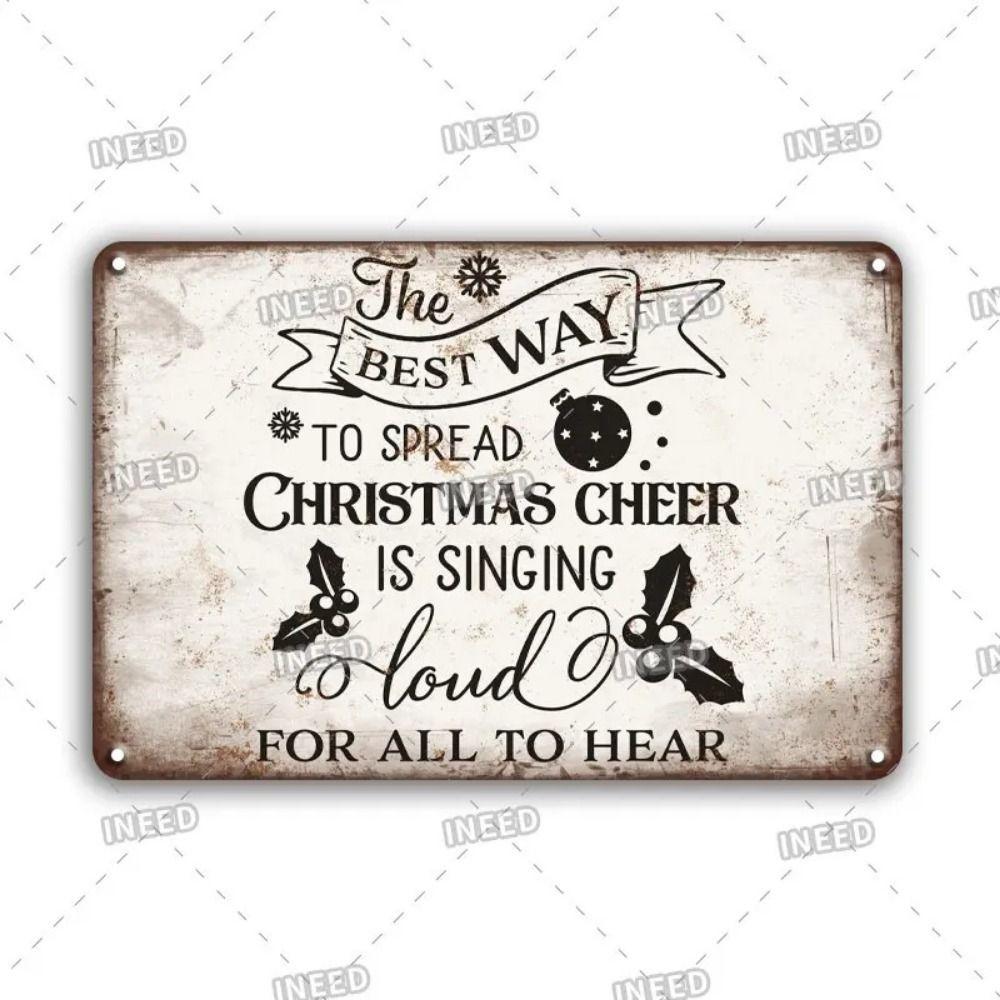Vintage Christmas Metal Tin Sign Home Festive Wall Decor