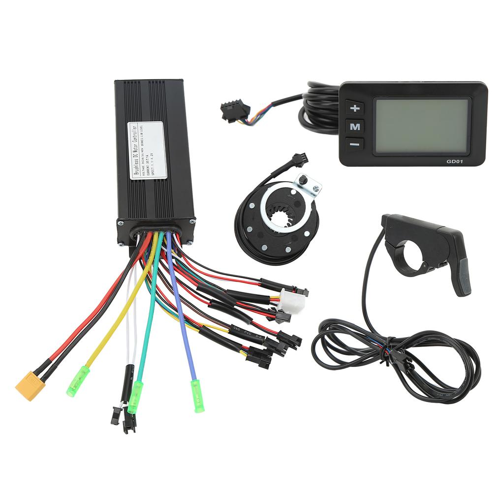24V 36V 48V 30A Sinewave Controller GD01 Panel with Power Assist Sensor Thumb Throttle Electric Bike Conversion Kit for