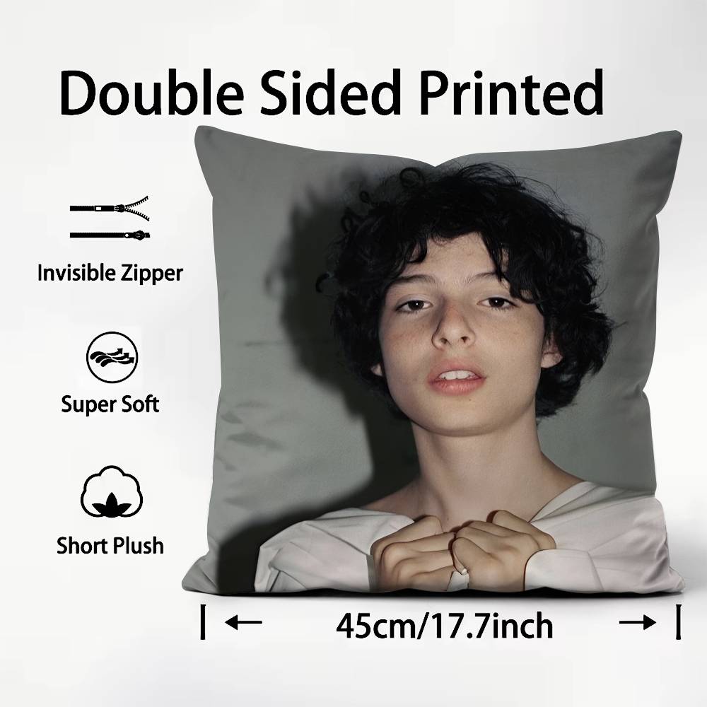 Finn Wolfhard Kissenbezug Muster Bedruckter Kissenbezug für Wohnzimmer Sofa Kissenbezug & Schlafzimmerdeko