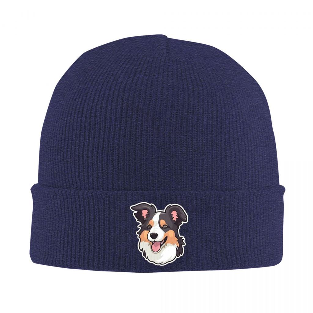 Süße flauschige Border Collie Schäferhund Warme Strickmütze Winter Strickmütze Mützen Beanies Hip Hop Caps für Unisex