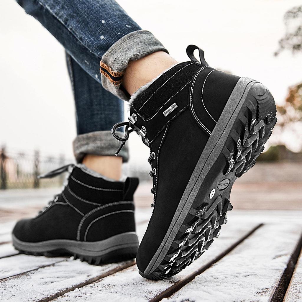 Putu Snow Climbing Cold Weather Outdoor Hiking Size Black High-Top Waterproof, Non-Slip, Fleece-Lined Boots, Unisex, Boots, Abrasion-Resistant,