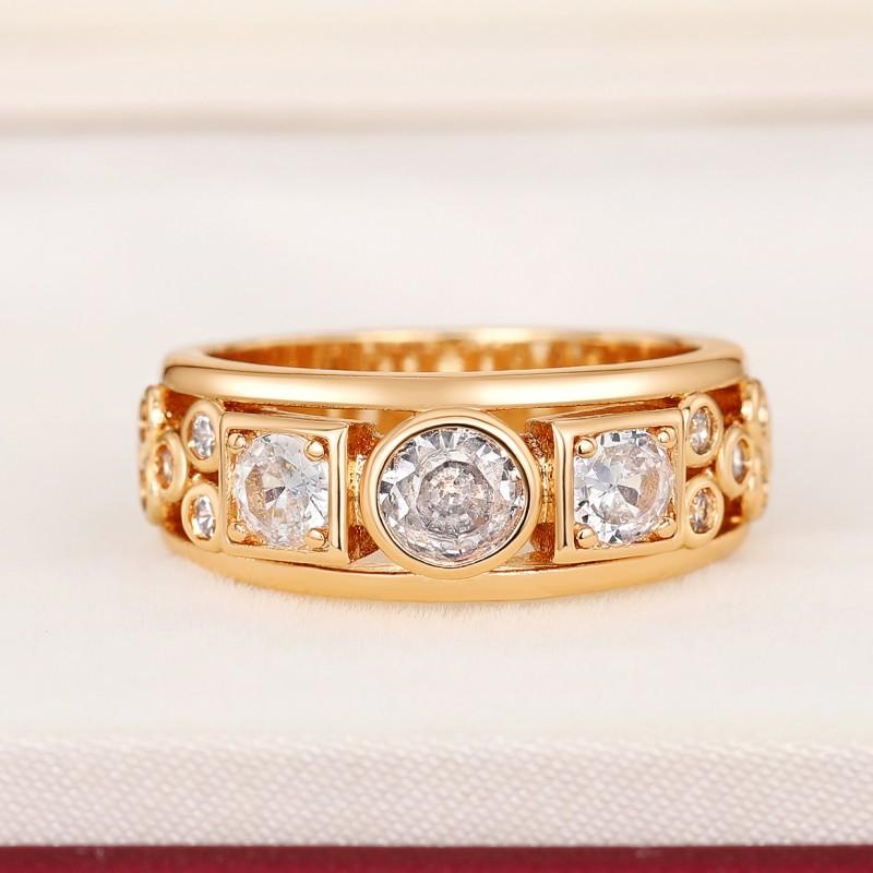 Huitan Fashion Women Rings with Geometric Cubic Zirconia Luxury Trendy Female Finger Accessories Daily Wear Party Modern Jewelry