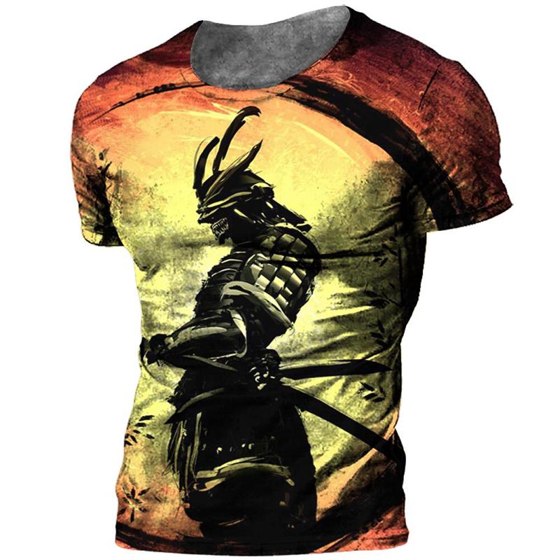 Trend Japanese Samurai Graphics T-shirts Summer Fashion Short Sleeve Mens Kids 3D Printed T Shirts Casual Loose Harajuku Tees