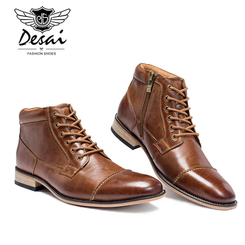 Fashion New Men’s Shoes Winter New Men's Casual High-Top Shoes Genuine Leather Boots High Boots Oxfords Men's Large Size Shoes 7.5-13