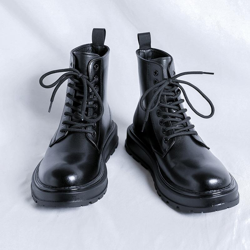 Thick-Soled Rhubarb Boots Martin Boots Men'S Spring And Autumn Kick Can'T Be Rotten Rhubarb Boots Tooling Boots Short Boots 1681-R