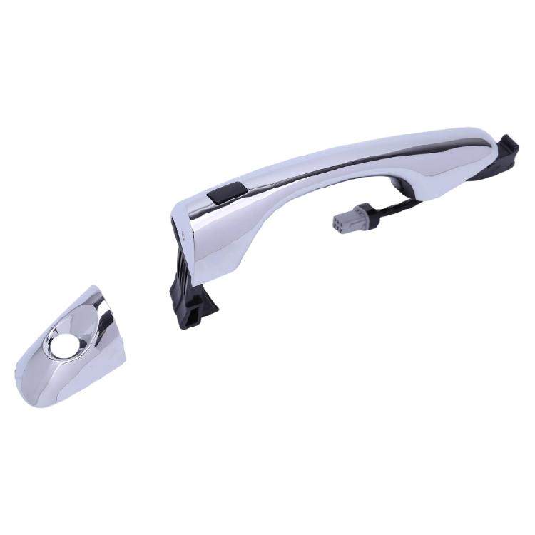 Automotive 2016-2024 Exterior Pull Handle Assembly, Silver-Tone Finish with Mounting Structure and Electrical Lead