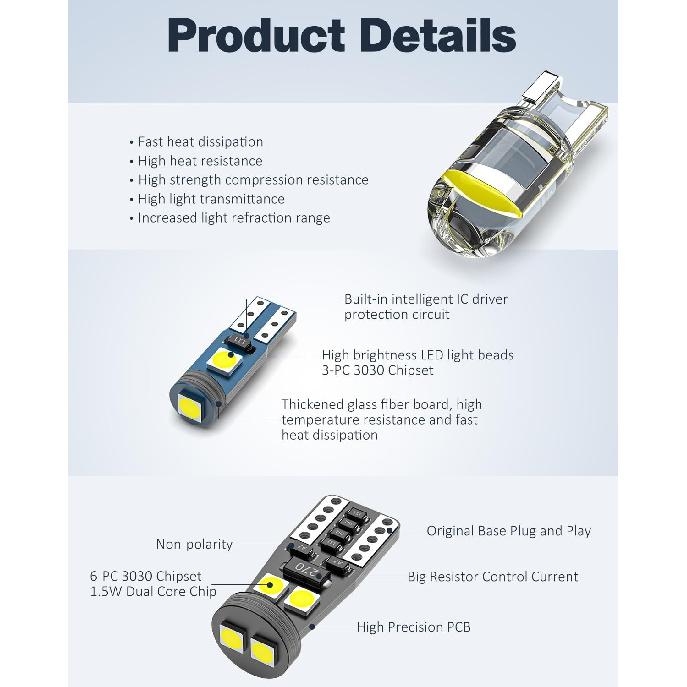 42 PCS Upgraded LED Interior Car Lights Kit, Super Bright Dome Map And Door Light Bulbs, Fits 194 De3175 578 6418 T5 LED Blubs, Universal For Cars
