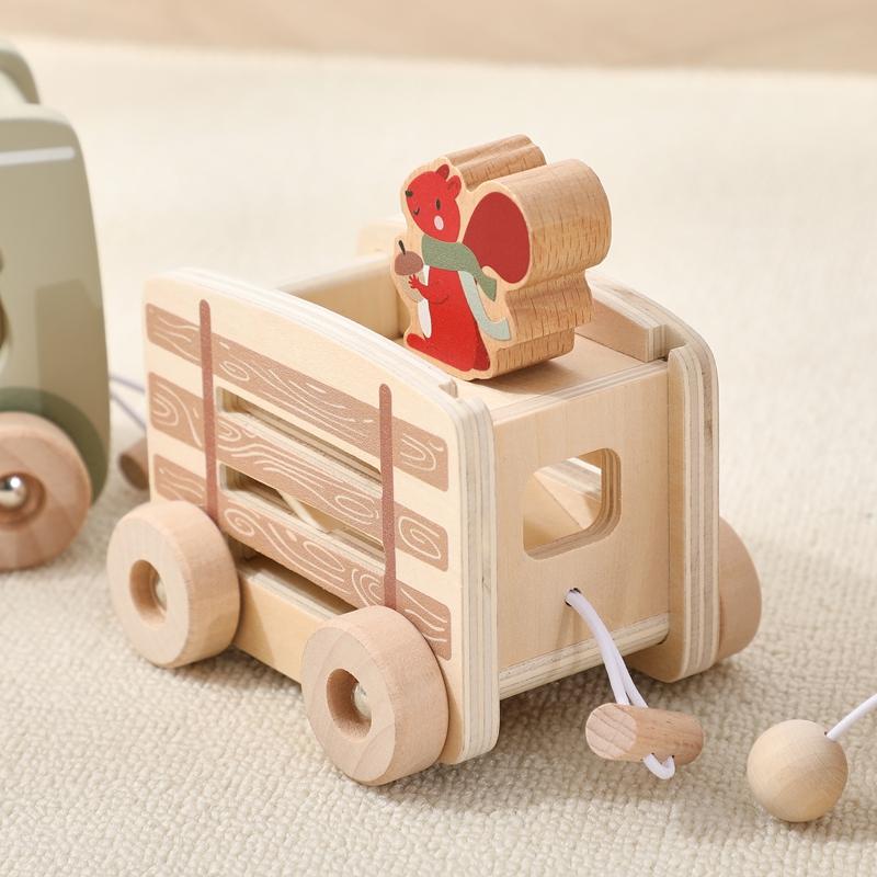 Kids Wooden Rail Train Toy Children Assembled Building Block Toy Newborns Early Educational Aid Toys Montessori Finger Fine Game