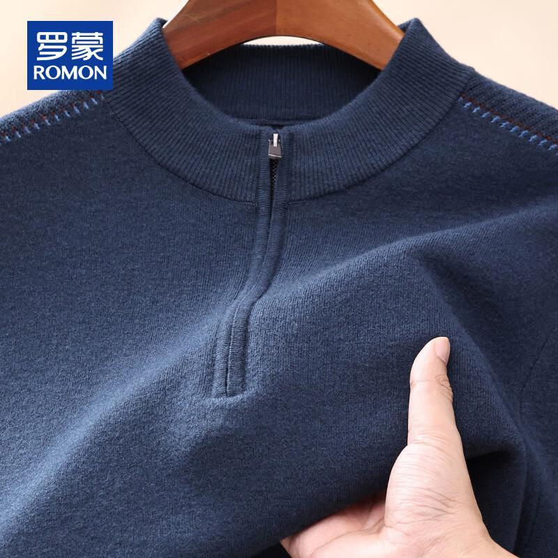 ROMON Men's 100% Pure Wool Half-Zip Sweater