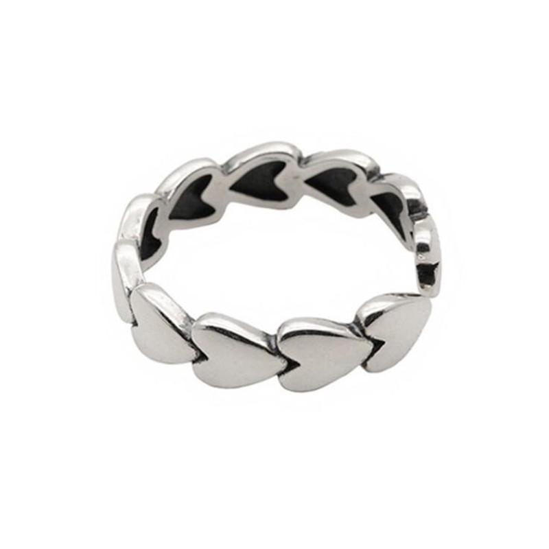 Simple Personality Ins Glossy Love 925 Sterling Silver Jewelry Sweet Heart With Heart Exquisite Popular Opening Rings TYB435