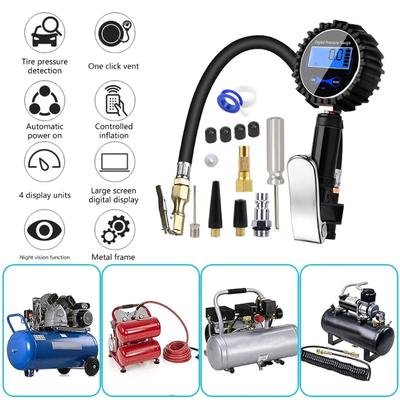Digital Car Tire Air Pressure Inflator Gauges LED Display Car Tire Inflator Locking-on Tyre Pump for Motorcycle Bicycles