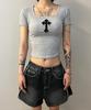 Bonseullipi Cross Square Neck T-Shirt (Gray)