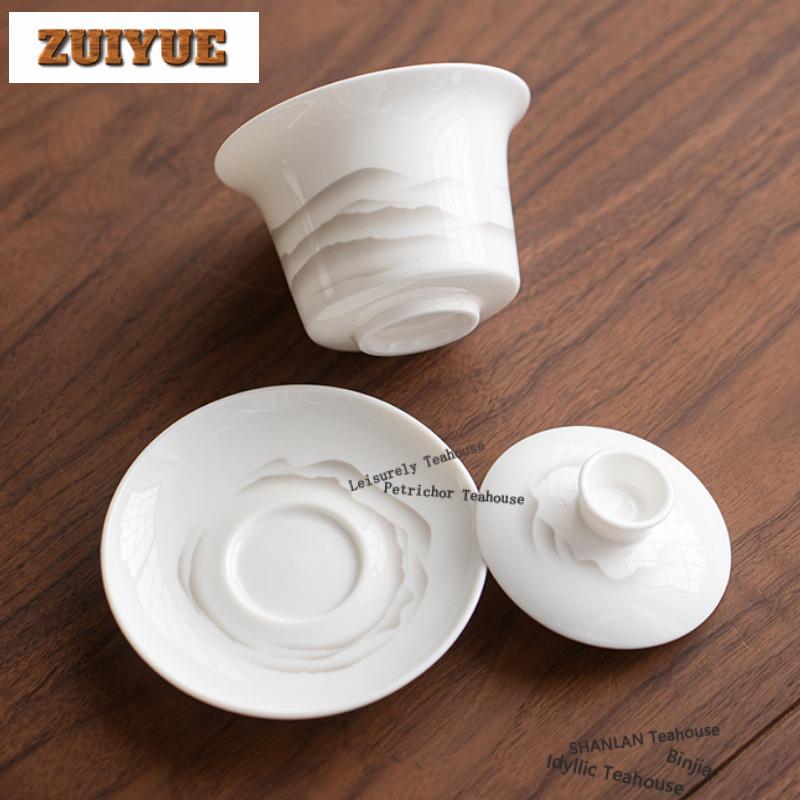 Ink Wash Distant Hills Gaiwan Luxury Tea Tureen Tea Bowl With Lid Kit Tea Maker Cover Bowl Tableware Accessories Decoration