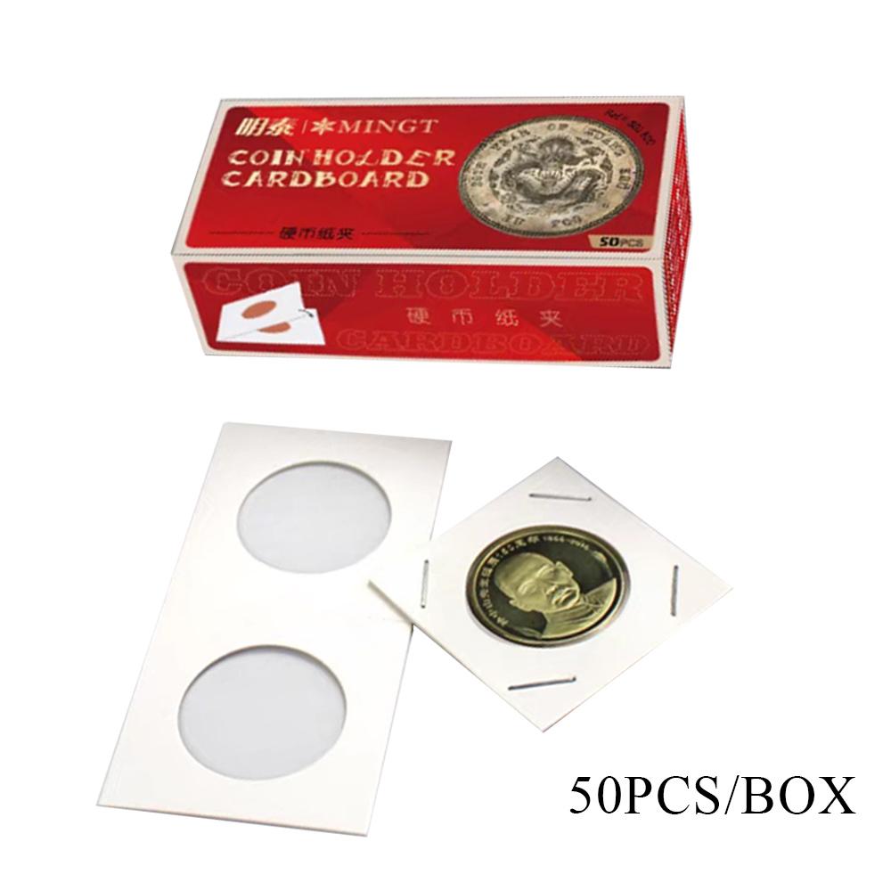 12 Specifications Coin Holders Stamp Holder Cover Coin Supplies Storage Square Cardboard Case Coin Album Collection Clip Flip
