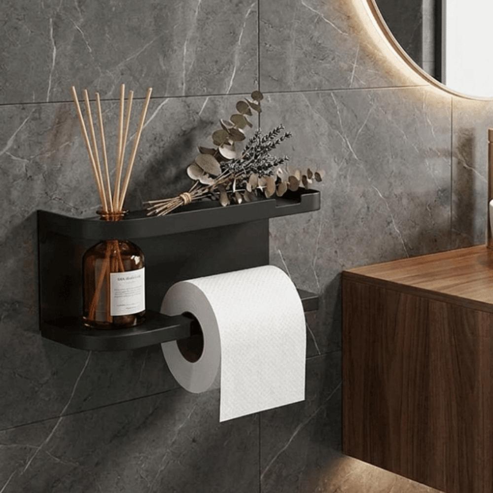 Self Adhesive Toilet Roll Paper Holder Space Saving Paper Towel Holder Tissue Rack Restroom Use