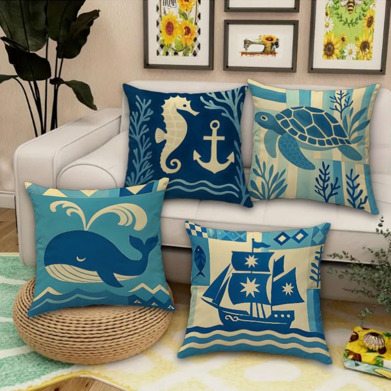 Nautical Parties And Marine Digital Printing Pillow Cover Short Plush Suitable Living Rooms Bedrooms Sofas Throw Cushion Cover