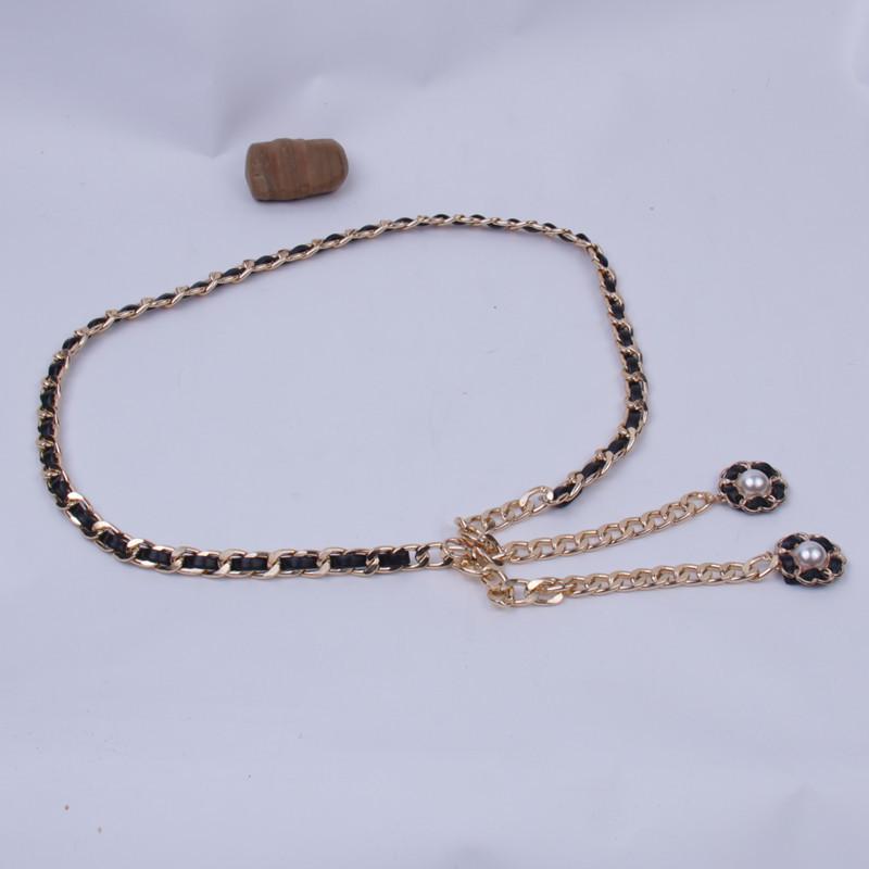 Gold Summer Independent Packaging Female Adult Single Circle Waist Chain Leather Bag Alloy Hook Belt Skirt Matching