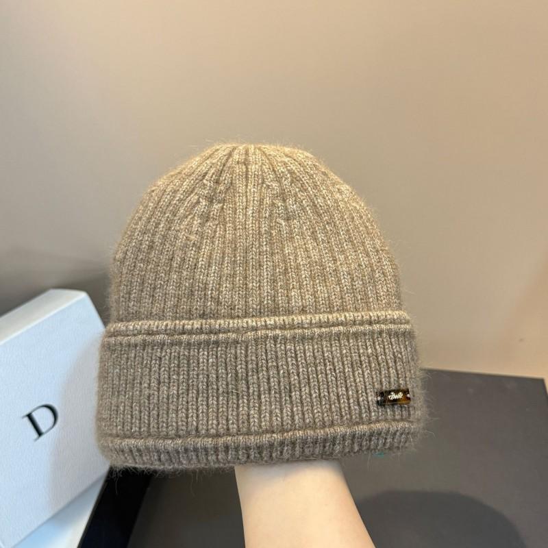 Double-layer Thick Knit Rabbit Fur Hat Winter Outdoor Warm Ear Protection Cute Beanie