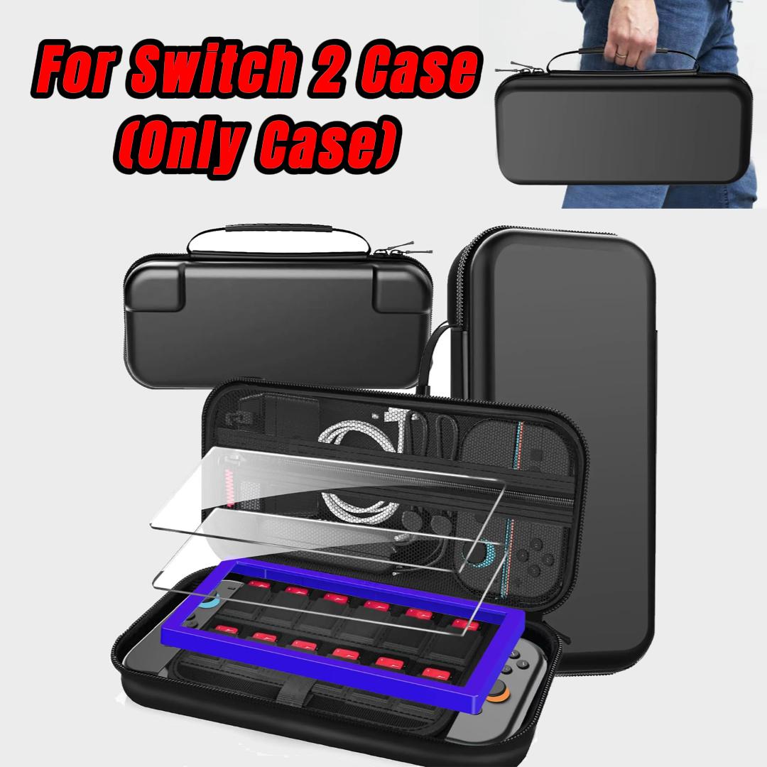 

Travel Carrying Case for Switch 2 2025, Large Volume Accessories Bundle Holder, 2 Screen Protector, with 12 Game Cards, Black чёрный